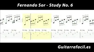 Fernando Sor No. 6  Estudio para guitarra clásica (Tab/Partitura)