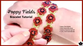 DIY Beaded Poppy Flower Bracelet Tutorial | Poppy Fields