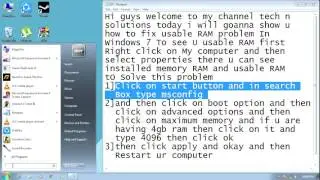 Fix Usable RAM Problem In Windows 7