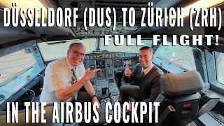AIRBUS COCKPIT FULL FLIGHT! DÜSSELDORF 🇩🇪 (DUS) TO ZÜRICH 🇨🇭 (ZRH)  IN REALTIME! | 6 cameras!