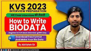 KVS 2023 - Biodata - How to Write Effective Biodata for PRT TGT PGT - Guidance by Abhishek Sir #kvs