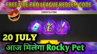 Free Fire Today Redeem Code 20 july -  ff Redeem Codes - Rocky Pet Redeem Code Free Fire 20 July