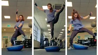 Pistol Squat Challenge on a Bosu Ball + Dumbell on top ( Fails and Progression edition) #challenge