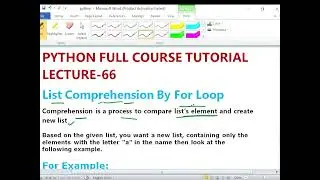 PYTHON LECTURE -66| For Loop To Comprehension List' s Elements|With Example (