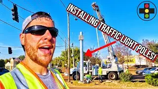 Erecting Traffic Signal Shafts!