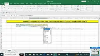 Convert date given in dd-mm-yyyy format to yyyy-mm-dd format in Excel using formula