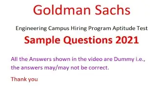 Goldman Sachs Engineering Campus Hiring Program Aptitude Test | Sample Questions 2021 