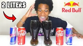 Drinking 2 Liters of Red Bull & Coke In SECONDS