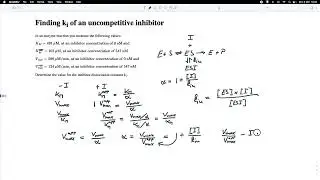 Finding the dissociation constant ki for an uncompetitive inhibitor