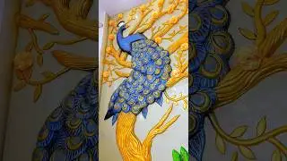 cement Mural peacock  Wall Art #walldesigns #wallmural #mural #art