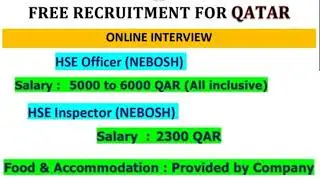 ONLINE INTERVIEW FOR HSE OFFICER AND HSE INSPECTOR POSITIONS: FREE RECRUITMENT @hsestudyguide