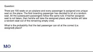 Airplane seating | Probability | Math Olympiad | Brainteaser | Interview Puzzle