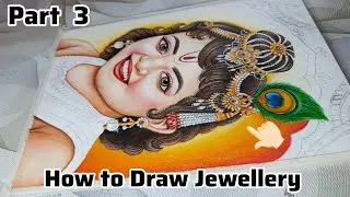 Krishna Janmashtami Drawing,  krishna drawing PART 3 Jewellery & Hair Drawing tutorial