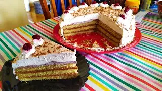 No bake chocolate cake with orange, whipped cream and cherries 20 minute recipe