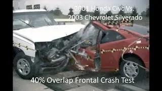 2001 Honda Civic Coupe Vs. 2003 Chevrolet Silverado 1500 Moderate Overlap Crash Test