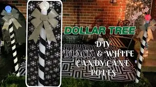 DOLLAR TREE DIY CANDY CANE POLES | Pool Noodle Hack in Black and White