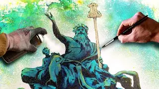 Stencil painting meets mythological motif - complete art process