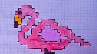 Фламинго, рисунок по клеточкам