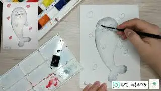 Как нарисовать МОРСКОГО КОТИКА. Морской котик акварелью. Уроки рисования. 