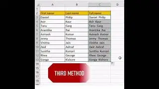3 ways to enter full name in Excel #excelformula#exceltips#ytshorts#trending#youtubeshort#viralshort