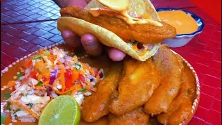 Taquitos TIRAS DE PEZCADO REBOZADO con ENSALADA