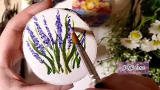 How to draw lavender | Acrylic painting on wood | Step by Step | Tutorial | Relax video | Drawing |