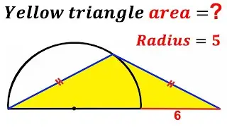 Can you find area of the Yellow shaded triangle? | (Semicircle) | 
