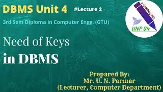 Unit 4 Lecture 2 (Part1) Need of Keys in DBMS