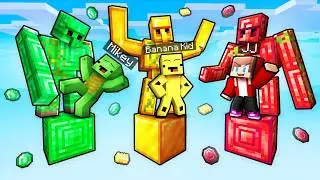 JJ and Mikey: ONE BLOCK GOLEM BATTLE in Minecraft...