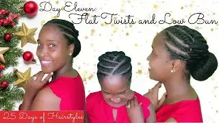 FLAT TWISTS AND LOW BUN || 🎄 HairMas Day 11 🎄