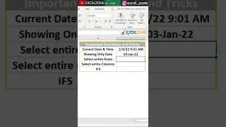 Excel Tips And Tricks #EXCELZONESHORTS #Shorts