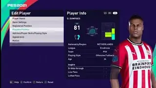 Denzel Dumfries face e football pes 2021 psv