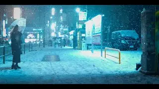 RARE Tokyo Snow and Thunderstorm Nighttime Walk in 4K. Snowy streets and quiet paths.