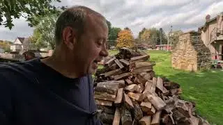 A visit to Uncle Edmonds, log splitting and sawing the cherry logs without cab cam # 620