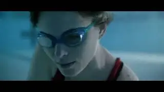 Amy Seimetz One-Piece Red Swimsuit Pool Scene