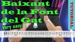 Baixant de la Font del Gat (Sardana) - Tutorial flauta con partitura | Karaoke instrumental