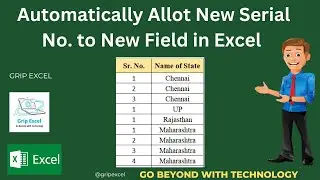 Automatically Allot New Serial No.  to New Field| #shorts #youtubeshorts #exceltips