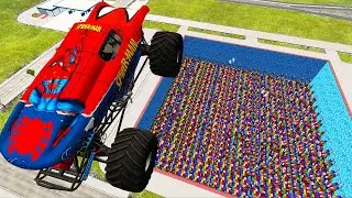 Monster Truck vs Giant Pit Car Crashes & Destruction #25 – BeamNG.Drive