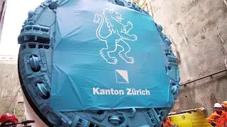 Entlastungsstollen Sihl-Zürichsee: Der Bohrkopf schwebt ein