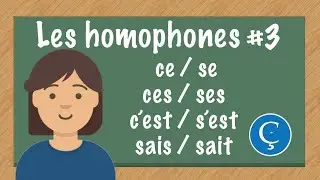 Les homophones #3: ce/se, ces/ses/c'est/s'est/sais/sait