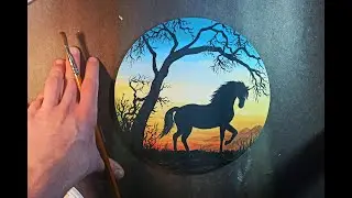 oil painting sunset for beginners / horse / step by step / ზეთის საღებავებით ხატვა