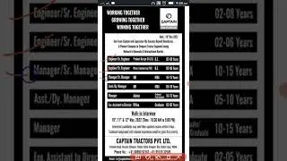CAPTAIN tractors Pvt ltd. | job notification | Vacancy | Hiring | #jobs #jobsearch #jobvacancy