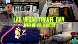 Las Vegas Travel Day! Jet Blue via Boston! Conrad Resort World Room Tour