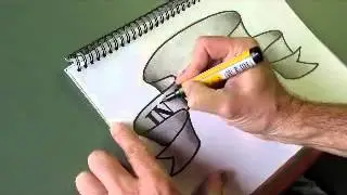 How to draw an easy 'flowing ribbon' shape for your letters #2  (x2 speed)