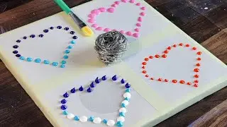 Iron Scrubber Painting Technique for Beginners|4 Set of Moon Landscape Acrylic Painting Step by Step