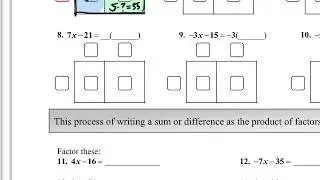 5.2 Introduction - Factoring a Common Factor with Area Model