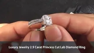 Luxury Jewelry 2.9 Carat Princess Cut Lab Diamond Ring