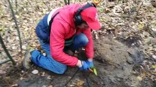 Копаем на старой просике. Пару монеток и красивая серебряная брошь.