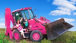 My Mother's tractor broke down, the wheel got stuck in the mud. Leo and Dad came to the rescue