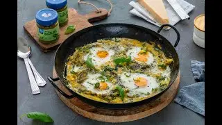 Polentina shakshuka z baziliko v 20 minutah  [Vegeta Natur izziv 🌱]
